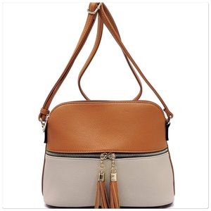 Dome Tassel Crossbody Handbag Tan Stone